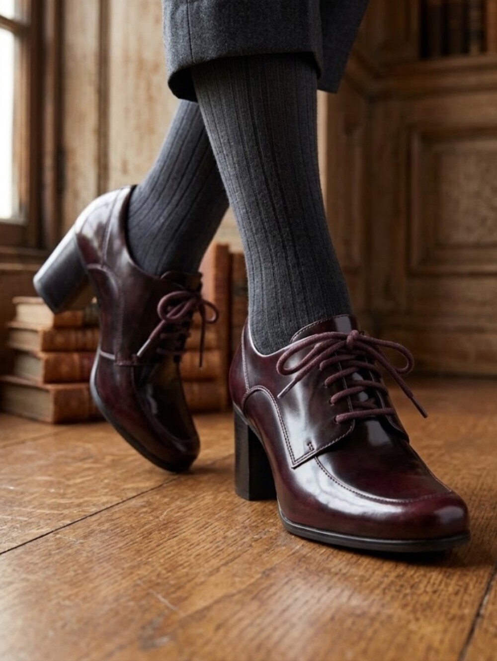 Clarks Artisan Oxblood Lace-Up Oxford Heels, Kensett Darla 7.5